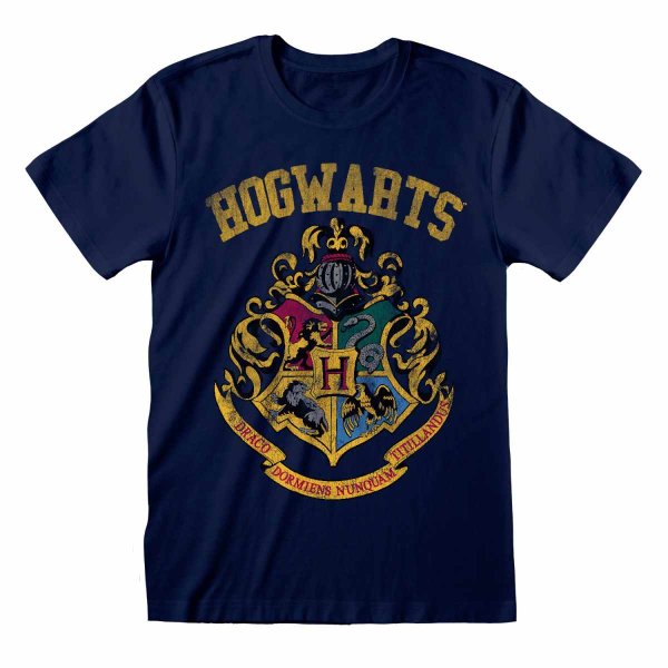 Harry Potter - Hogwarts Faded Crest (Unisex Navy T-Shirt)