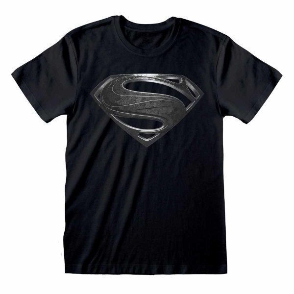 DC Justice League Movie - Superman Black Logo (Unisex Black T-Shirt)