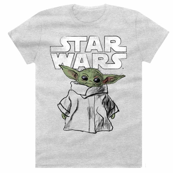 Star Wars: Mandalorian - Child Sketch (Unisex Heather Grey T-Shirt)