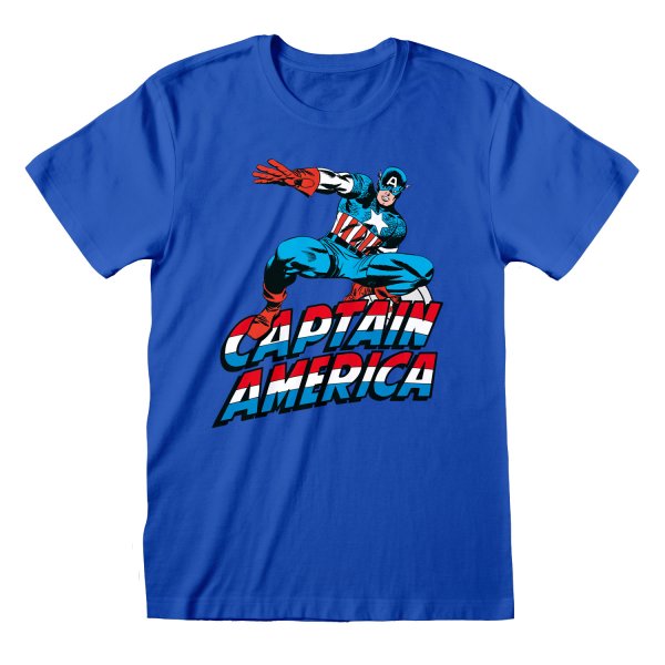 Marvel Comics Captain America - Captain America (Unisex Royal Blue T-Shirt)