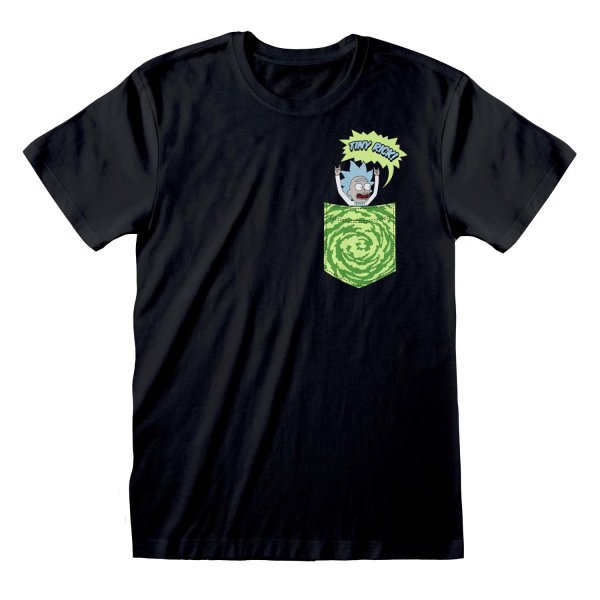 Rick And Morty - Tiny Pocket Rick (Unisex Black T-Shirt)