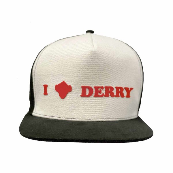 IT Chapter 2- I Heart Derry (Unisex White Snapback Cap) One Size