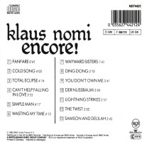 Klaus Nomi: Encore - Rca Local ND74421 - (CD / E)