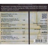 Eduard Franck (1817-1893): Orchesterwerke - Audite Mus 1097686ADT - (CD / Titel: A-G)