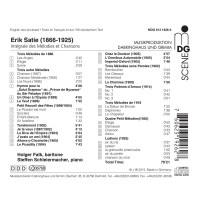 Erik Satie (1866-1925): Lieder "Integrale des Melodies et Chansons" - MDG 0760623192628 - (CD / Titel: A-G)