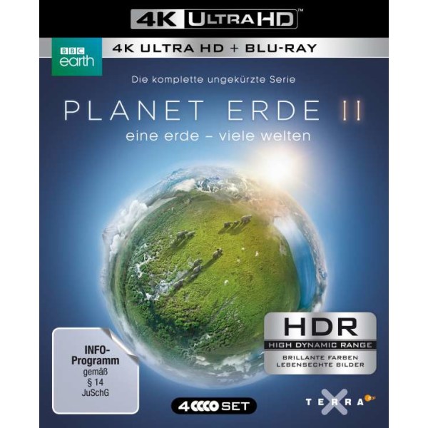 Planet Erde II BBC (UHD) 4k Ultra Eine Erde-Viele Welten, 4Disc,  Min:310 - Polyband & Toppic 7736451POY - (Ultra HD Blu-ray / Drama / Tragödie)