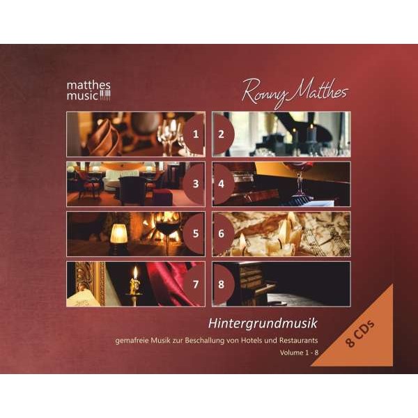 Ronny Matthes: Hintergrundmusik Vol.1 - 8: Gemafreie Musik zur Beschallung von Hotels und Restaurants (Klaviermusik, Jazz & Klassik) - Matthesmusic - Verlag & Gemafreie Musik  - (CD / Titel: H-P)