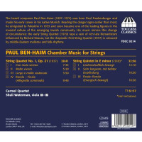 Streichquartett Nr.1 (op.21): Paul Ben-Haim (1897-1984) - Toccata  - (CD / Titel: H-Z)