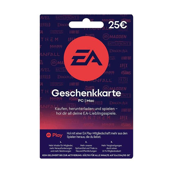 EA Origin Cash Card 25 Euro DE NEU Verkauf erfolgt im Namen u. auf Rechnungdes Gutscheinausstellers - Electronic Arts  - (Sonderartikel / Code-Card)