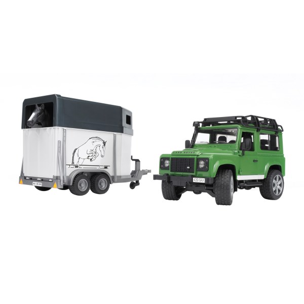 BRUDER Land Rover Defender+Anhäng.+Pferd  02592 - BRUDER 02592 - (Spielwaren / Spielzeug)