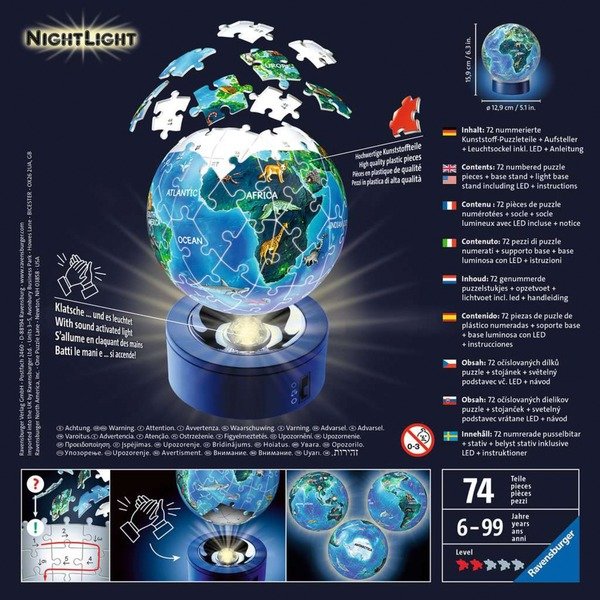 RAV 3D Puzzle Nachtlicht Erde bei Nacht  118441 - Ravensburger 118441 - (Spielwaren / Puzzle)