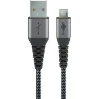 goobay Kabel micro-USB textil gy/sr 1,0m  49282 - Goobay...