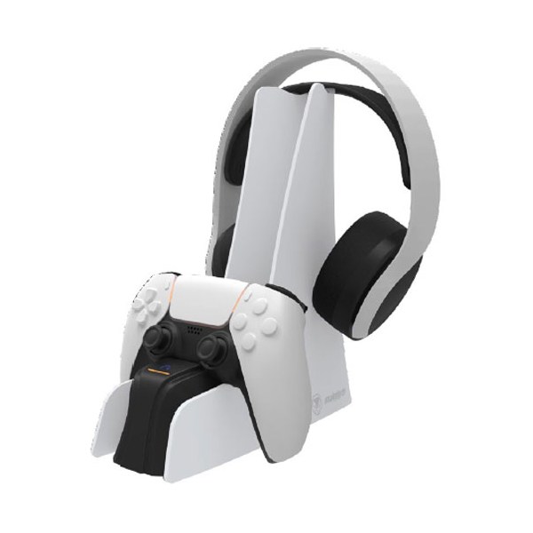 PS5 Ladestation für Controller + Headset weiß  Dual Charge & Headset Stand 5 - Snakebyte  - (SONY® PS5 Hardware / Zubehör)