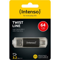 Intenso USB  64GB TWIST LINE      bk 3.0  Interface USB 3.2 Gen 1 USB-C und USB-A - Intenso 3539490 - (PC Zubehoer / Speicher)