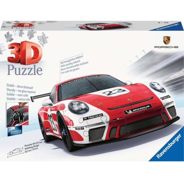 3D Puzzle Porsche 911 GT3 Cup "Salzburg Design" (108 Teile) - Ravensburger 11558 - (Spielwaren / Puzzle)