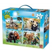 King - Puzzle 4 In 1 Animal World Carry Case - King  -...