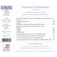 Alfredo dAmbrosio (1871-1914): Werke für Streichquartett & Streichquintett -   - (CD / W)