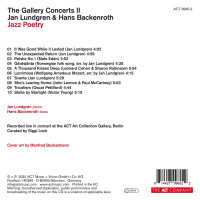 Jan Lundgren & Hans Backenroth: The Gallery Concerts II: Jazz Poetry -   - (CD / T)