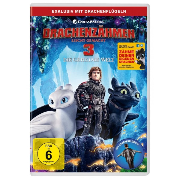 Drachenzähmen leicht gemacht 3:Die geheime Welt + Drachenflügel - Dreamworks  - (DVD Video / Animationsfilm)