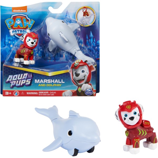 Paw Patrol Aqua Pups - Hero Pups-Set mit Marshall-Welpenfigur und Delfin-Figur - Spinmaster 6066147 - (Spielzeug / Spielfigur)