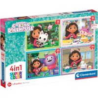 Supercolor 4 in 1 - DreamWorks Gabbys Dollhouse (4 Puzzle...