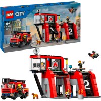 60414 City Feuerwehrstation mit Drehleiterfahrzeug - LEGO...