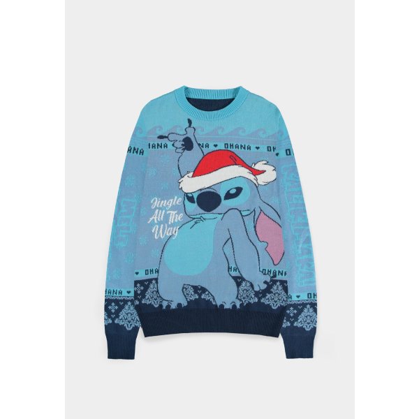 Lilo & Stitch Sweatshirt Christmas Jumper Stitch Blue  Größe M