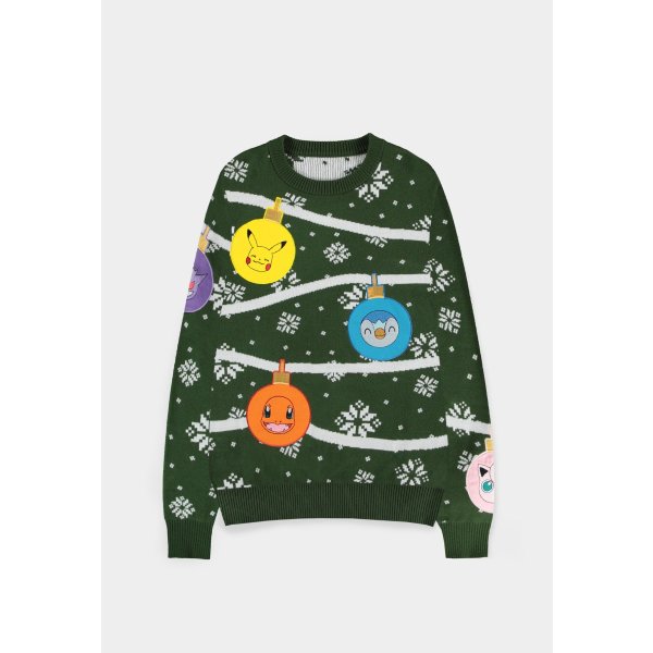 Pokémon Sweatshirt Christmas Jumper Xmas Balls Size S