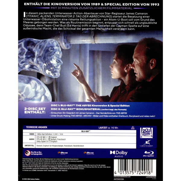 Abyss - Abgrund des Todes (BR)  Min: 140/DD5.1/WS - LEONINE  - (Blu-ray Video / Science Fiction)