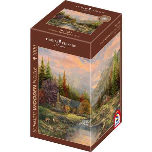 Holzpuzzle Thomas Kinkade Studios: Bergkulisse mit Bach (1000 Teile)