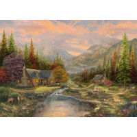 Holzpuzzle Thomas Kinkade Studios: Bergkulisse mit Bach (1000 Teile)