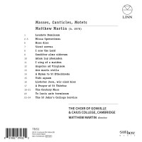 Matthew Martin: Messen, Canticles, Motetten