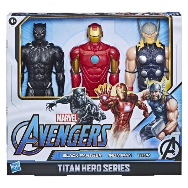 Hasbro Marvel Avengers 3er Set Titan Hero Serie Black Panther Ironman Thor