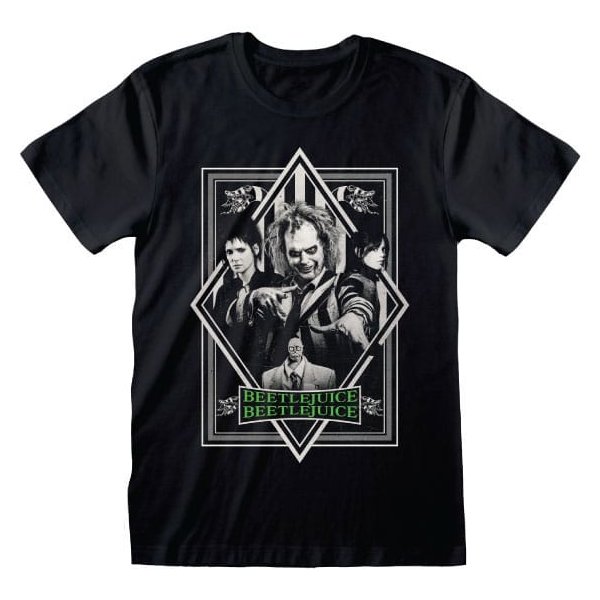 Beetlejuice 2 - BW Poster Plain (Black Unisex T-shirt) front&back