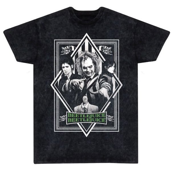 ** Beetlejuice 2 - BW Poster Snow Wash (Black Unisex T-shirt) **