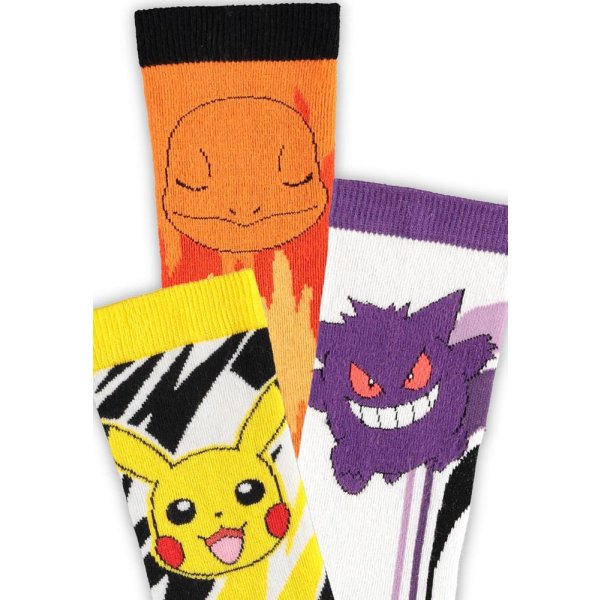 Pokémon Socks 3-Pack Pikachu, Charmander, Gengar 39-42